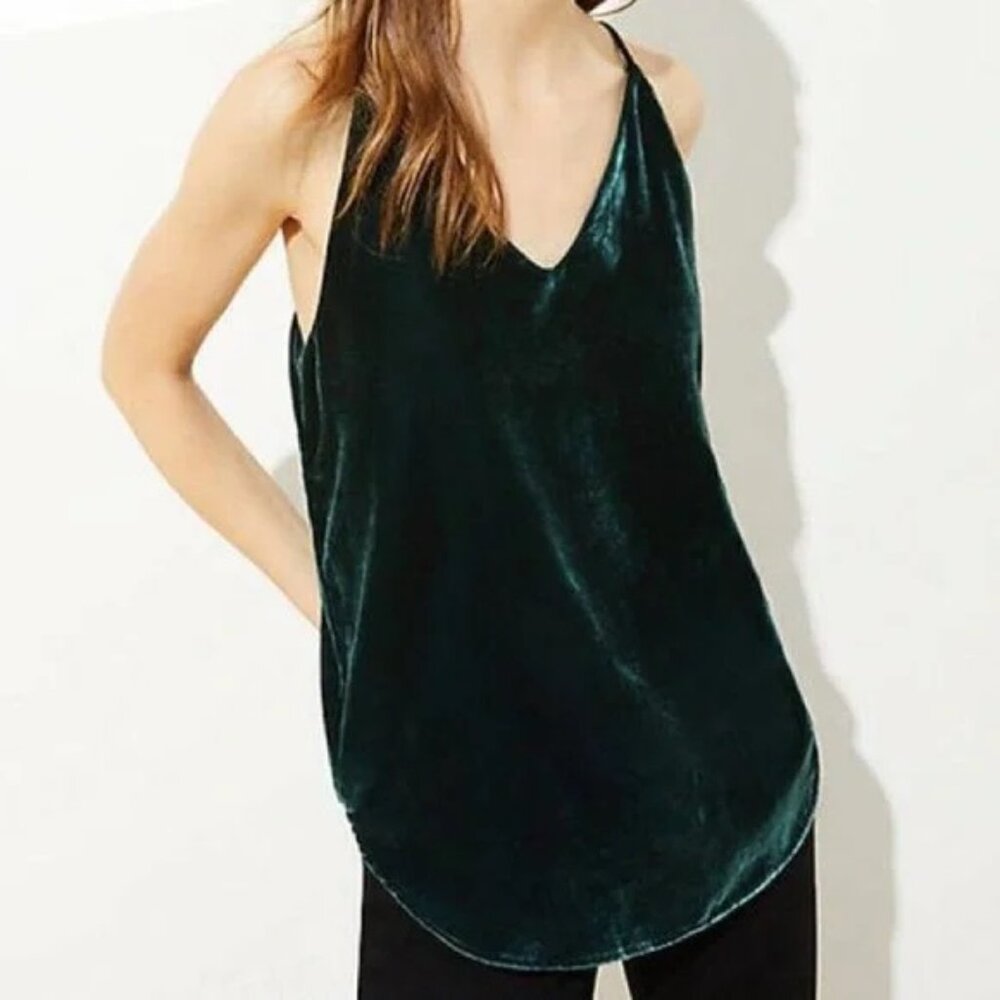 LOFT Dark Green Velvet Tank Top